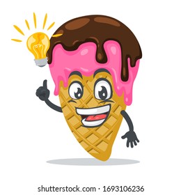 vector illustration of ice cream mascot or character got idea