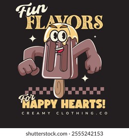 Vector Illustration of Ice Cream Mascot with Retro Mascot Illustration Available for Tshirt Design