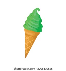 Vector Illustration Ice Cream Matcha Colorful Style