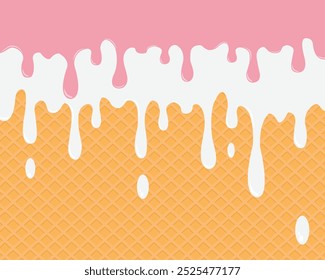 Vector illustration of ice cream with milk and strawberry flavors. Perfect for wallpapers, assets, etc