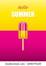 Vector illustration of ice cream, minimal summer concept background