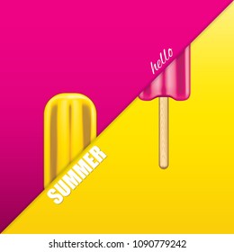 Vector illustration of ice cream, minimal summer concept background