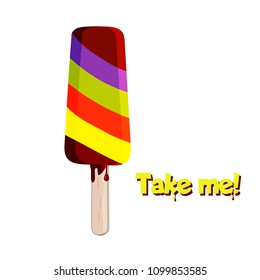 Vector illustration of an ice cream on a stick, isolated on a white background. For your design, advertising, printing, web, etc.