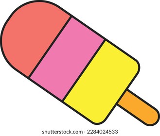 Vector illustration of ice cream on a stick. Summer mood