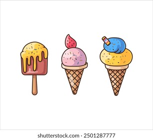 vector illustration ice cream on isolated backgrounds
