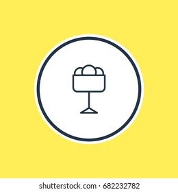 Vector Illustration Of Ice Cream Outline. Beautiful Cafe Element Also Can Be Used As Sundae Element.