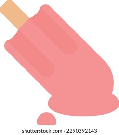 Vector illustration of an ice cream palette melting on the ground.