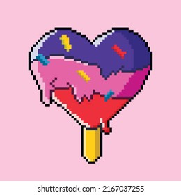 Vector illustration of ice cream in pixel graphics