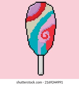 Vector illustration of ice cream in pixel art