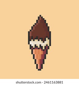 Vector Illustration of Ice Cream with Pixel Art Design, perfect for food assets themed designs