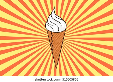 vector illustration of ice cream, pop art, cartoon