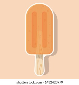 
Vector illustration of ice cream or popsicle in cartoon style with bright colors and shadows. Sticker, patch or pin in the form of ice cream. Ice cream label or popsicle logo. Vector graphics.