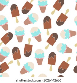 Vector illustration of ice cream popsicle cone, dessert food, for wallpaper cover interior