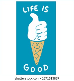 vector illustration ice cream, postcard