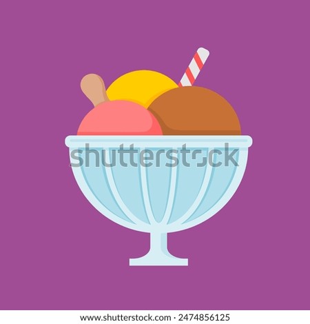 Vector illustration of ice cream scoops in a bowl
