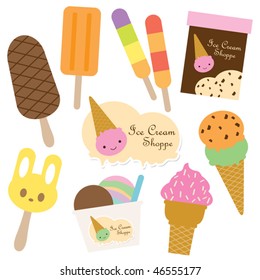 Vector illustration of ice cream set.