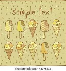  Vector illustration of ice cream set.