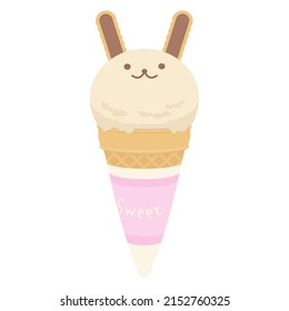 Vector illustration of ice cream shaped like a bunny.