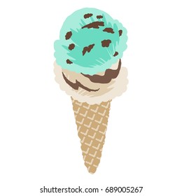 vector illustration of an ice cream with simple touch