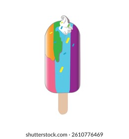 Vector illustration of ice cream with stick on white background, various kinds of ice cream with various flavors.
