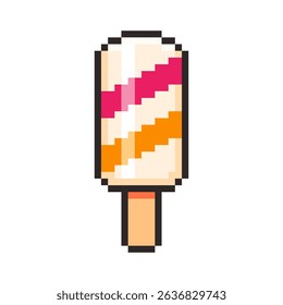 Vector Illustration of Ice Cream Stick with Pixel Art Design, perfect for game assets themed designs