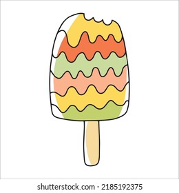 Vector illustration of ice cream in the style of a doodle.Hand-drawn sweet ice cream. Isolated on a white background