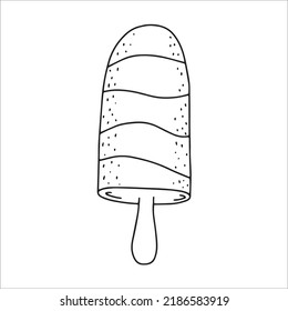 Vector illustration of ice cream in the style of a doodle.Hand-drawn sweet ice cream. Isolated on a white background