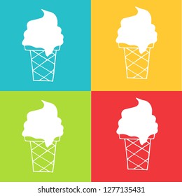 Vector Illustration of Ice Cream for Summer with Pattern Red, Yellow, Blue and Green Background. Graphic Design for Logo and T-shirt. 