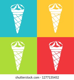 Vector Illustration of Ice Cream for Summer with Pattern Red, Yellow, Blue and Green Background. Graphic Design for Logo and T-shirt. 