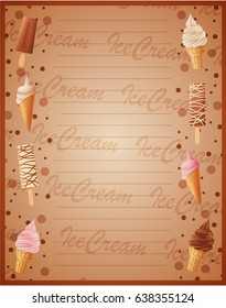 Vector illustration of Ice cream sweet frame background