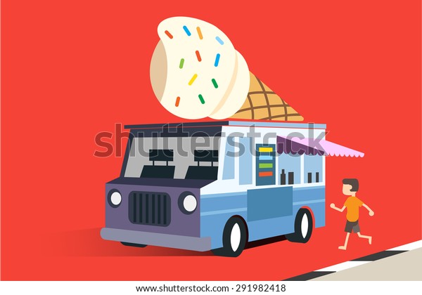 Vector\
illustration of  ice cream truck in flat\
