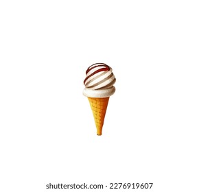 Vector illustration of ice cream in a waffle cup isolated on white background