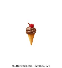 Vector illustration of ice cream in a waffle cup isolated on white background	