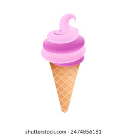 Vector illustration of ice cream in a waffle cone.