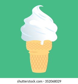 Vector illustration of ice cream in waffle cone
