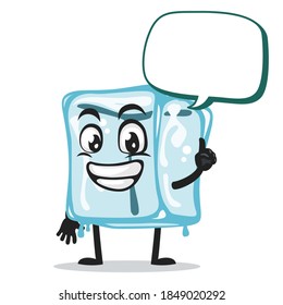 vector illustration of ice cube character of mascot says with blank balloon speech