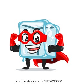 vector illustration of ice cube character of mascot wearing super hero costume
