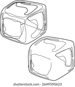 Vector illustration of Ice cubes melting in a puddle of water dot to dot line drawing For children to learn to draw lines along the dotted lines. stock illustration