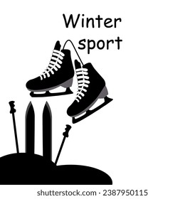 vector illustration of ice figure skating icon. Winter sports icons. figure skates ready for your design on a white background. Elements of the image of a ski resort, mountain entertainment.