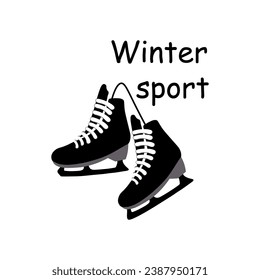 vector illustration of ice figure skating icon. Winter sports icons. figure skates ready for your design on a white background. Elements of the image of a ski resort, mountain entertainment.