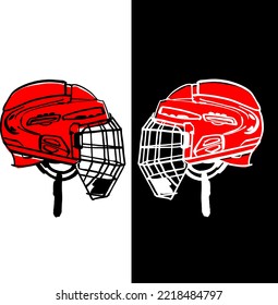 vector illustration of the ice hockey helmet