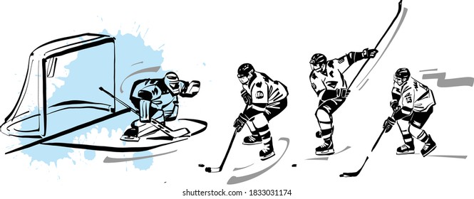 the vector illustration of the ice hockey player