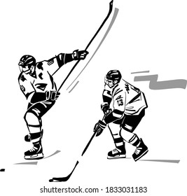 the vector illustration of the ice hockey player