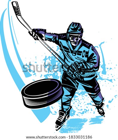 the vector illustration of the ice hockey player