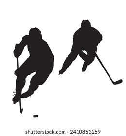 Vector illustration of Ice Hockey Players Silhouette