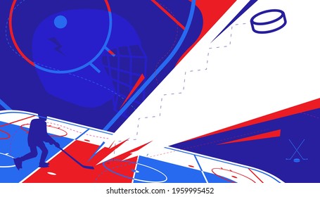 Vector illustration of ice hockey. Sport background design.