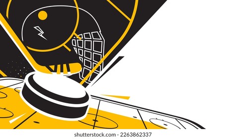 Ilustración vectorial del hockey sobre hielo. Diseño de fondo deportivo.