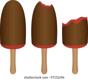 Vector illustration of ice lolly. Three stages.