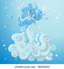 Vector Illustration Ice Princess Cartoon Concept: เวกเตอร์สต็อก (ปลอด