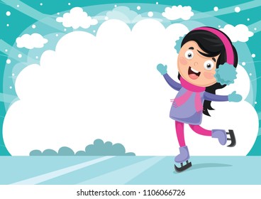 Vector Illustration Of Ice Skating